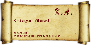 Krieger Ahmed névjegykártya